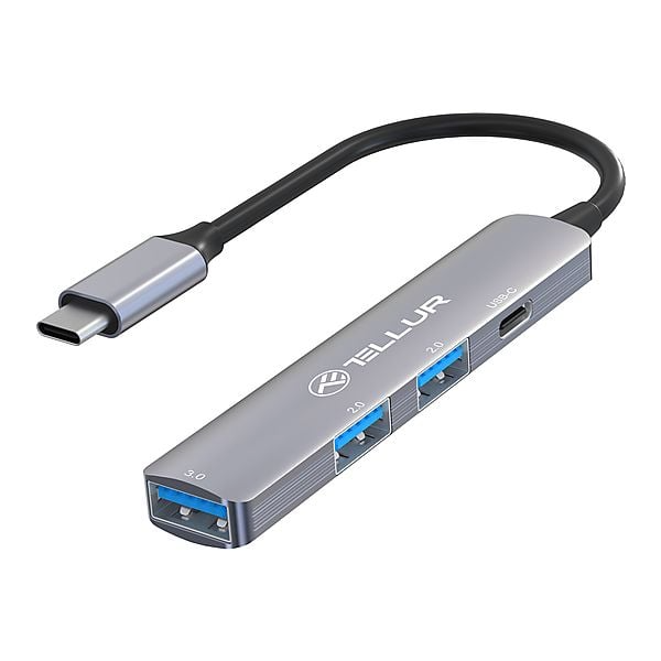 Adaptor Hub 4 in 1 USB-C 3.1 Hub, 2xUSB 2.0 + 1xUSB-C + 1xUSB 3.0, Aluminum (TLL321051)