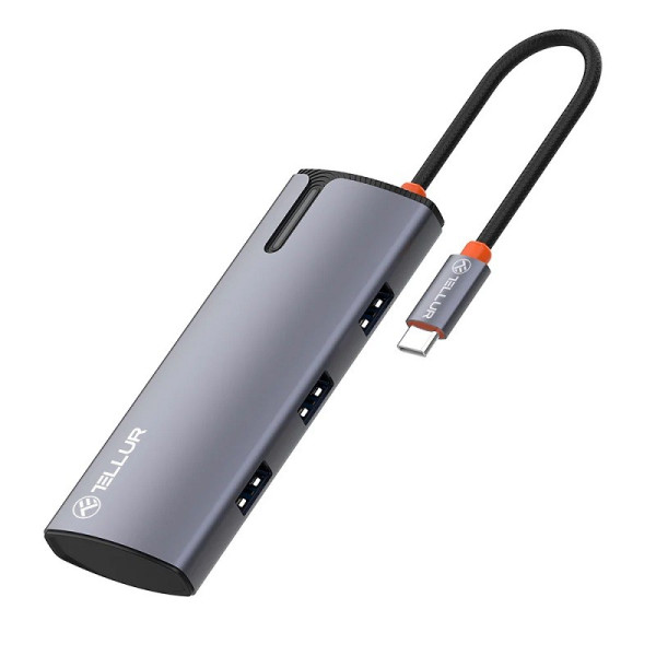 Adaptor Tellur USB-C Hub, PD 3.0 100W HDMI 4K Video, 3xUSB 3.0 (TLL321061)